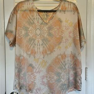 Entro Multicolor Tie-Dye V-Neck Blouse